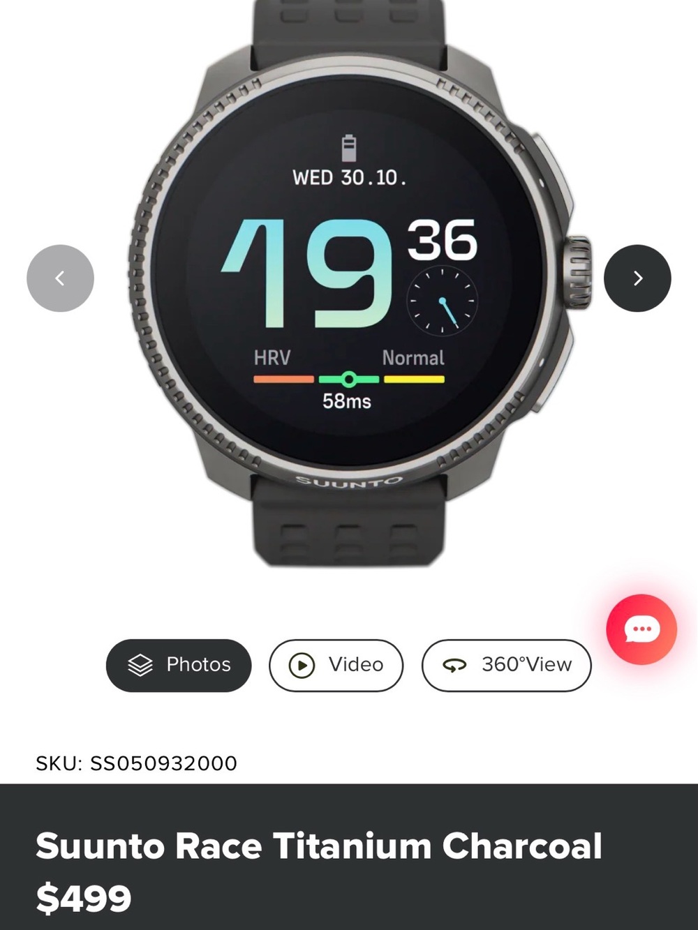 Suunto Race Titanium GPS Multisport Smartwatch Black + Charger
